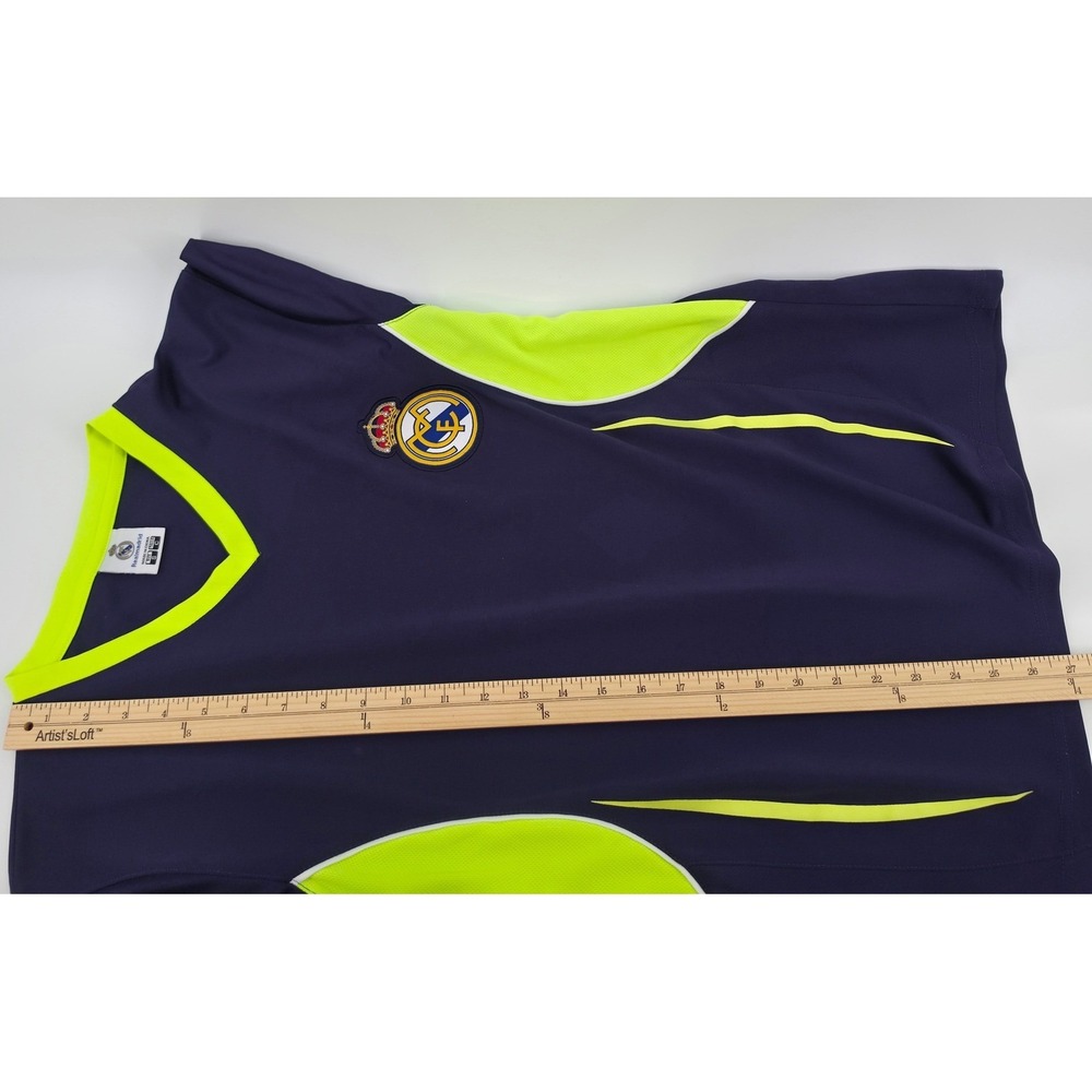 Real Madrid CF Soccer Jersey Rhinox navy Neon Lime Green Mens Small S V-Neck - Picture 8 of 13